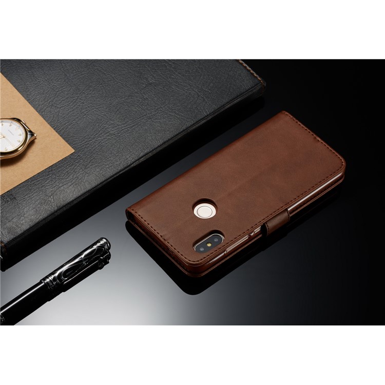 LC.IMEEKE Leather Wallet Stand Mobile Protection Case for Xiaomi Redmi Note 5 Pro (Dual Camera) / Redmi Note 5 (China) - Coffee-11