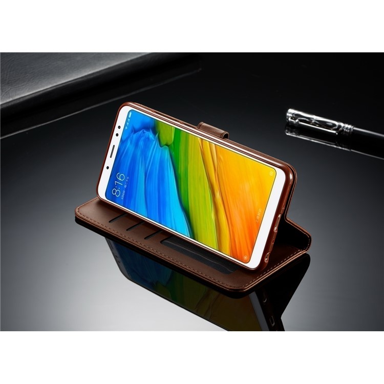 LC.IMEEKE Leather Wallet Stand Mobile Protection Case for Xiaomi Redmi Note 5 Pro (Dual Camera) / Redmi Note 5 (China) - Coffee-13