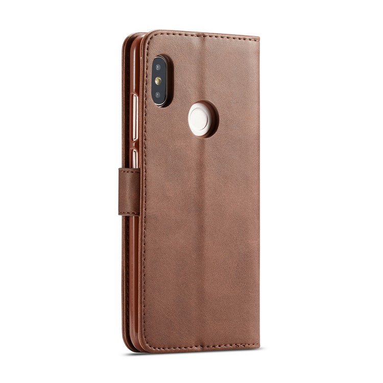 LC.IMEEKE Leather Wallet Stand Mobile Protection Case for Xiaomi Redmi Note 5 Pro (Dual Camera) / Redmi Note 5 (China) - Coffee-3