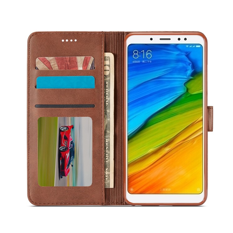 LC.IMEEKE Leather Wallet Stand Mobile Protection Case for Xiaomi Redmi Note 5 Pro (Dual Camera) / Redmi Note 5 (China) - Coffee-4