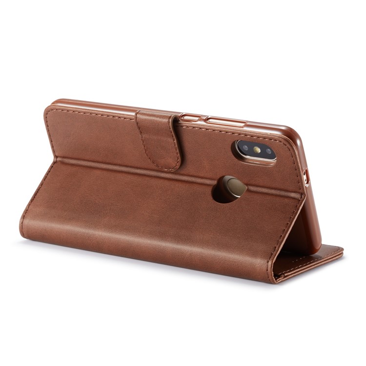 LC.IMEEKE Leather Wallet Stand Mobile Protection Case for Xiaomi Redmi Note 5 Pro (Dual Camera) / Redmi Note 5 (China) - Coffee-6