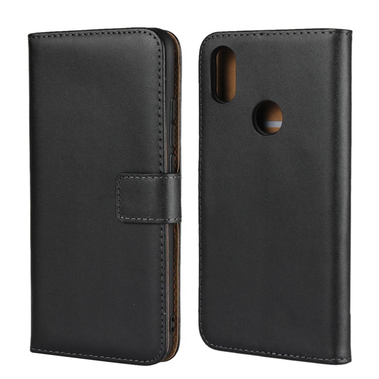 Genuine Leather Wallet Stand Phone Case for Xiaomi Redmi S2 / Redmi Y2 - Black-1