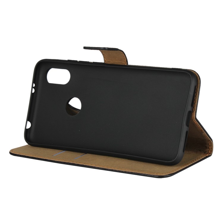 Genuine Leather Wallet Stand Phone Case for Xiaomi Redmi S2 / Redmi Y2 - Black-5
