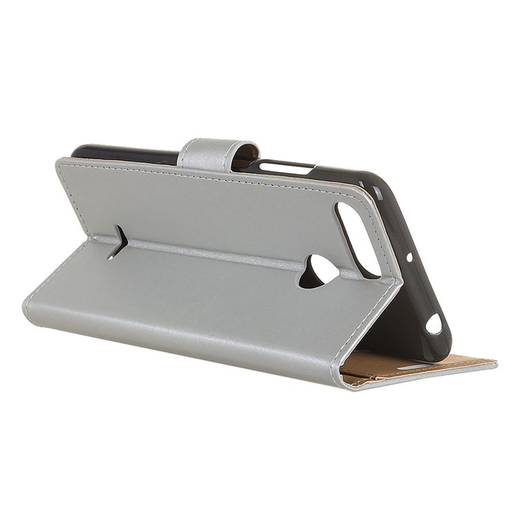 Wallet Leather Stand Cover for Xiaomi Redmi 6 (Dual Camera: 12MP+5MP) - Silver-3