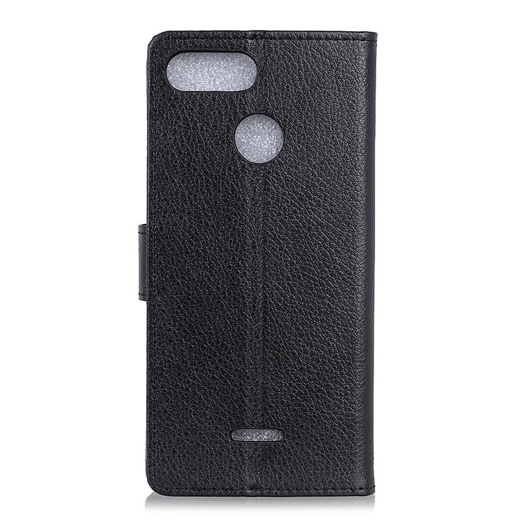Litchi Skin Wallet Leather Stand Casingfor Xiaomi Redmi 6 (Dual Camera: 12MP+5MP) - Black-6