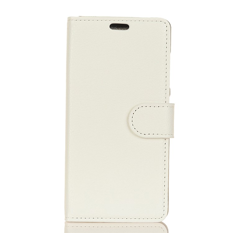 Litchi Skin Wallet Leather Stand Protection Flip Shell for Xiaomi Redmi 6 (Dual Camera: 12MP+5MP) - White-1