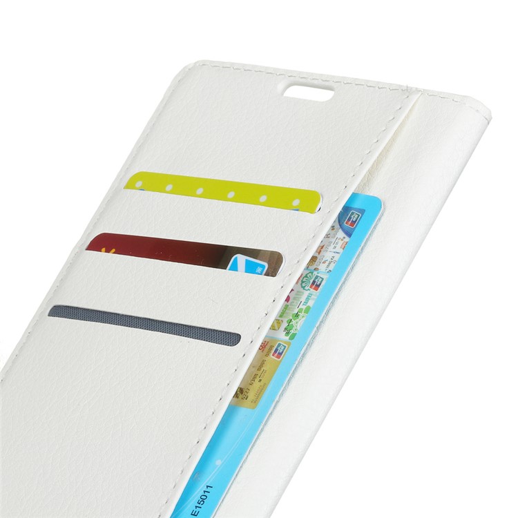 Litchi Skin Wallet Leather Stand Protection Flip Shell for Xiaomi Redmi 6 (Dual Camera: 12MP+5MP) - White-3