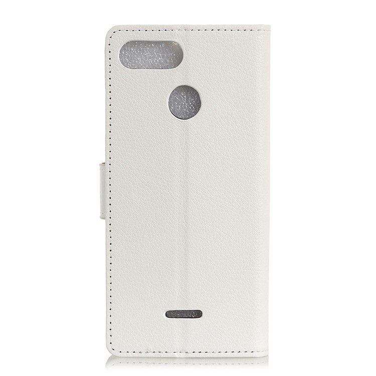Litchi Skin Wallet Leather Stand Protection Flip Shell for Xiaomi Redmi 6 (Dual Camera: 12MP+5MP) - White-4