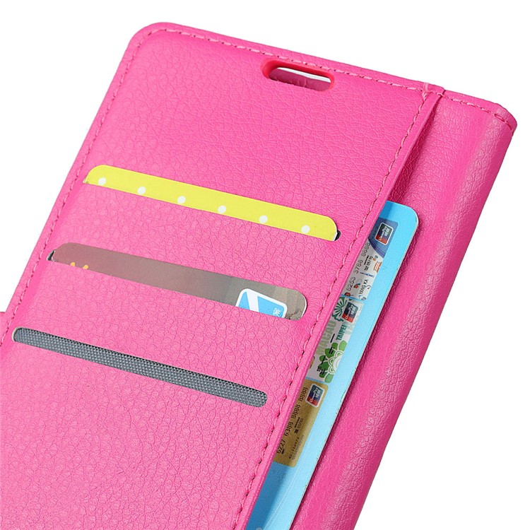 Litchi Skin Wallet Étui En Cuir Accessoire Pour Xiaomi Redmi 6 (double Caméra: 12MP + 5MP) - Rose-3
