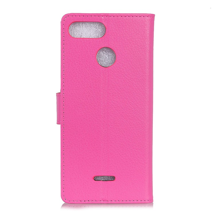 Litchi Skin Wallet Étui En Cuir Accessoire Pour Xiaomi Redmi 6 (double Caméra: 12MP + 5MP) - Rose-4