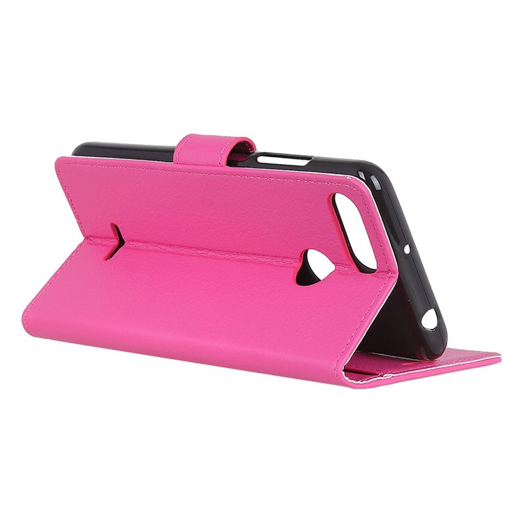 Litchi Skin Wallet Étui En Cuir Accessoire Pour Xiaomi Redmi 6 (double Caméra: 12MP + 5MP) - Rose-6