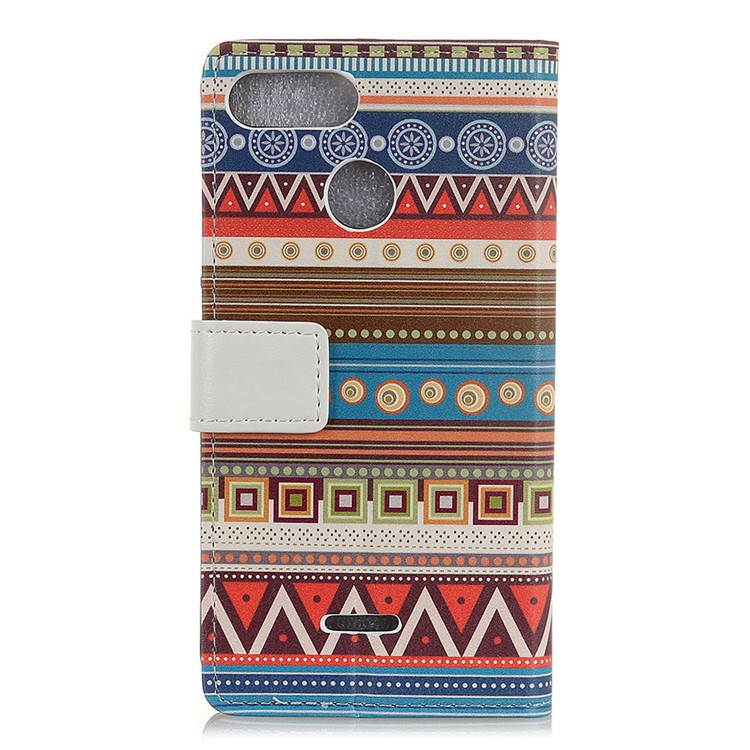 Pattern Printing Wallet Leather Phone Cover with Stand for Xiaomi Redmi 6 (Dual Camera: 12MP+5MP) - Tribal Geometric Figure-2