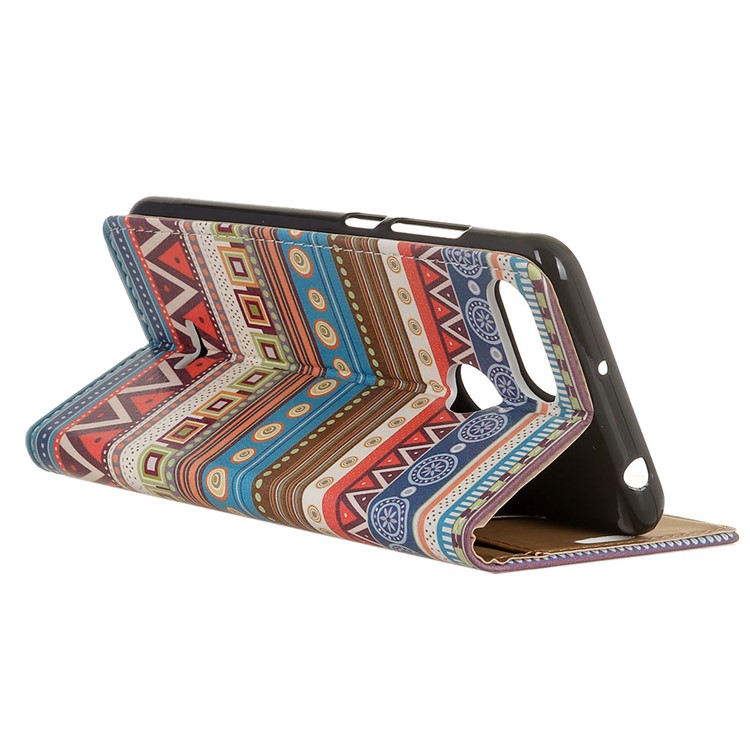 Pattern Printing Wallet Leather Phone Cover with Stand for Xiaomi Redmi 6 (Dual Camera: 12MP+5MP) - Tribal Geometric Figure-3