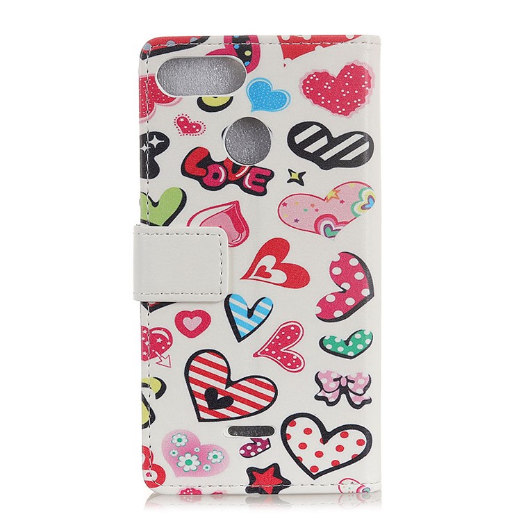 Pattern Printing Folio Flip Leather Protection Mobile Shell for Xiaomi Redmi 6 (Dual Camera: 12MP+5MP) - Hearts and Polka Dots-3