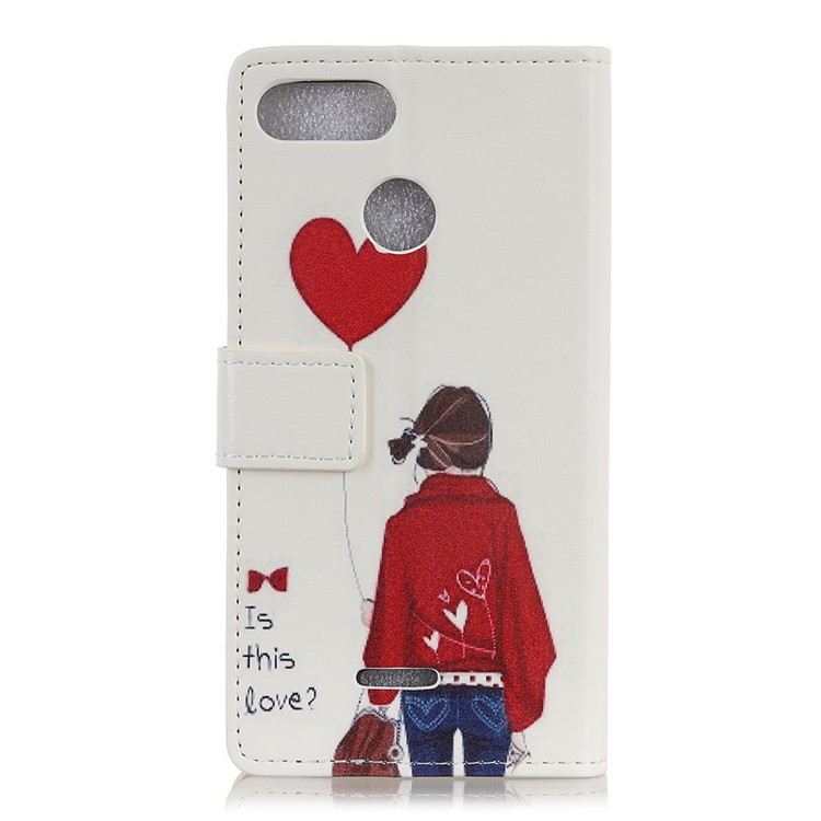 Pattern Printing Wallet Stand Leather Phone Casing for Xiaomi Redmi 6 (Dual Camera: 12MP+5MP) - Girl Holding Heart Balloon-2