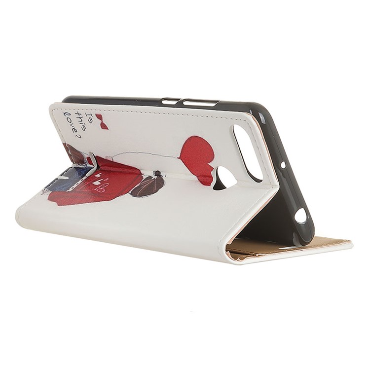 Pattern Printing Wallet Stand Leather Phone Casing for Xiaomi Redmi 6 (Dual Camera: 12MP+5MP) - Girl Holding Heart Balloon-3
