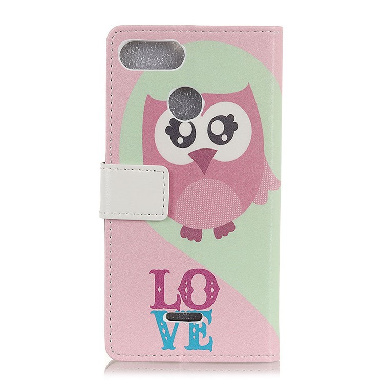 Pattern Printing PU Leather Case Cover for Xiaomi Redmi 6 (Dual Camera: 12MP+5MP) - Owl and Love Word-2