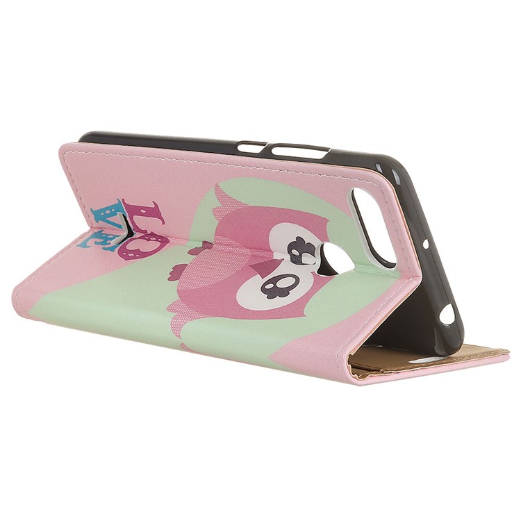 Pattern Printing PU Leather Case Cover for Xiaomi Redmi 6 (Dual Camera: 12MP+5MP) - Owl and Love Word-3