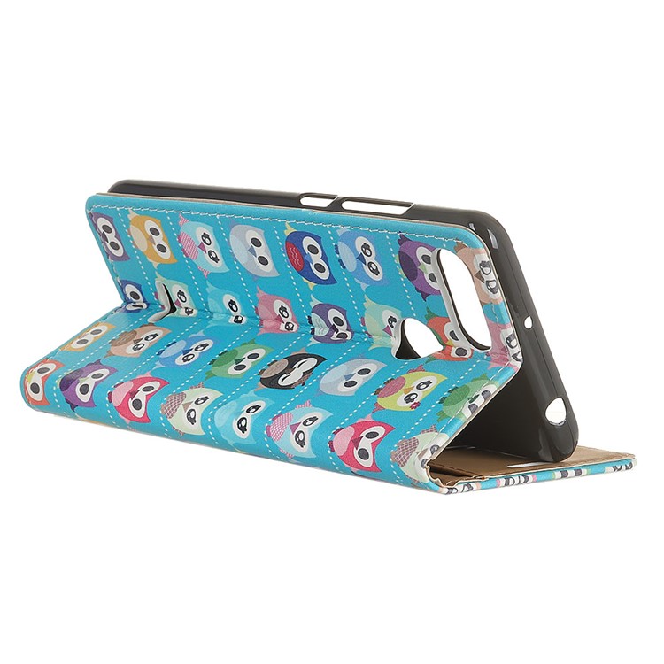 Pattern Printing Stand Leather Wallet Case Shell for Xiaomi Redmi 6 (Dual Camera: 12MP+5MP) - Multiple Colorful Owls-3
