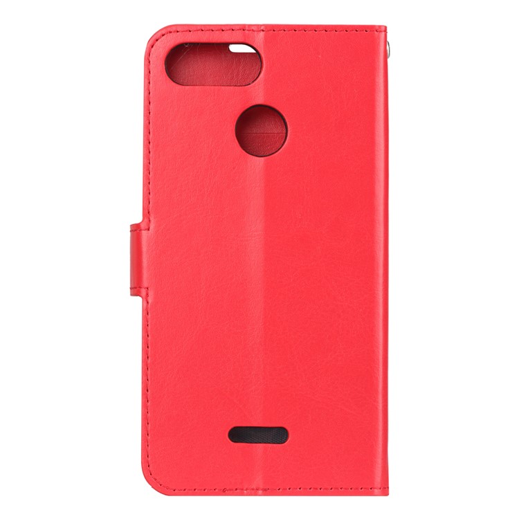 Crazy Horse Texture Wallet Stand Leather Flip Case for Xiaomi Redmi 6 - Red-3