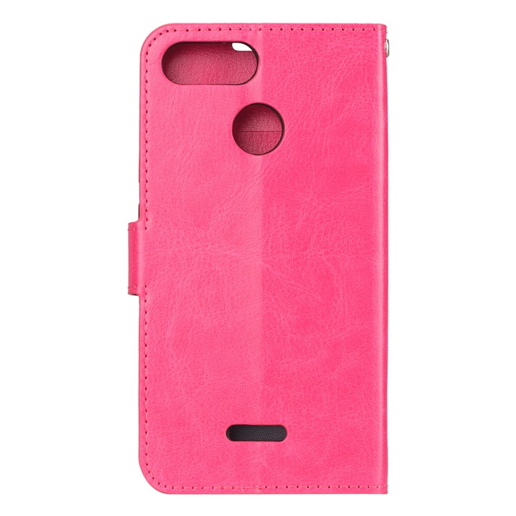 Crazy Horse Texture Wallet Stand Leather Cell Phone Case for Xiaomi Redmi 6 - Rose-3