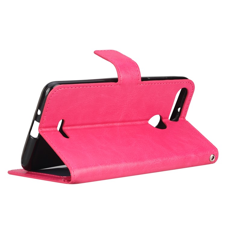 Crazy Horse Texture Wallet Stand Leather Cell Phone Case for Xiaomi Redmi 6 - Rose-5