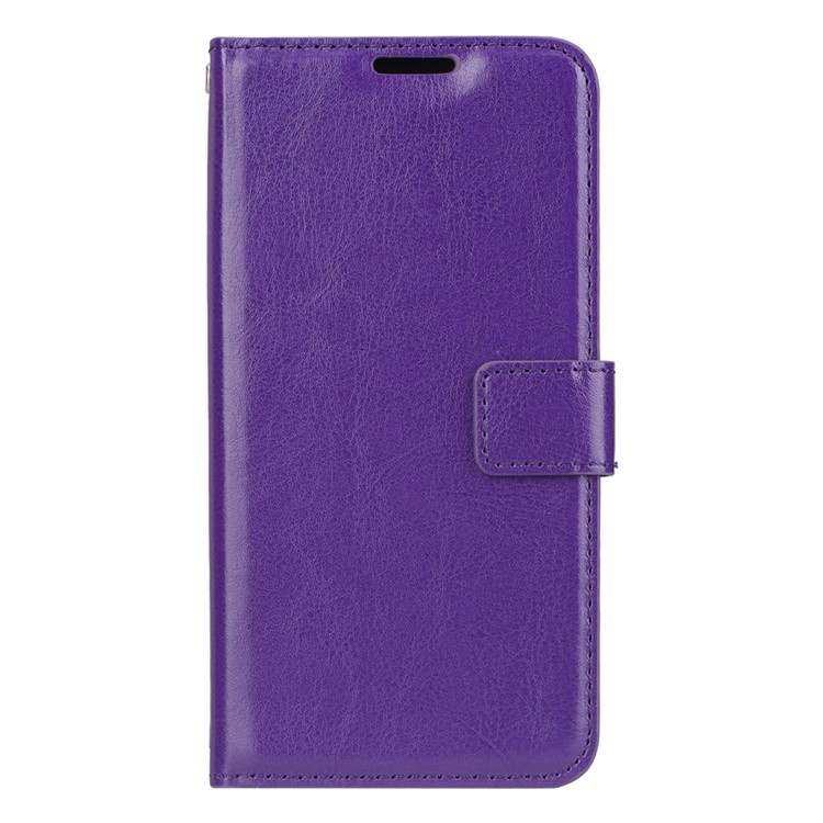 Carteira De Textura De Cavalo Louco Ficar Invólucro Móvel De Couro Para Xiaomi Redmi 6 - Roxa-2