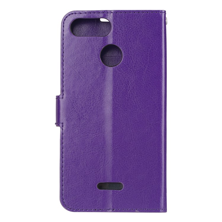 Carteira De Textura De Cavalo Louco Ficar Invólucro Móvel De Couro Para Xiaomi Redmi 6 - Roxa-3