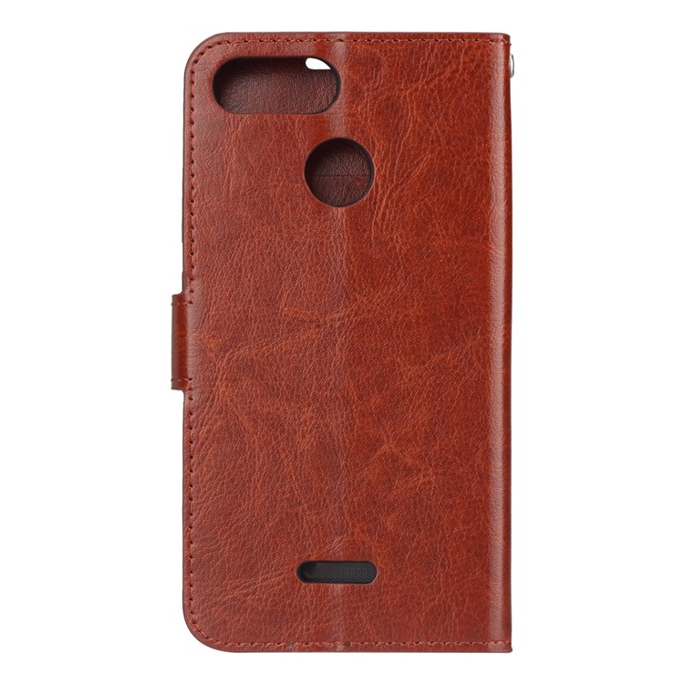 Crazy Horse Texture Wallet Stand Leather Protective Shell for Xiaomi Redmi 6 - Brown-3