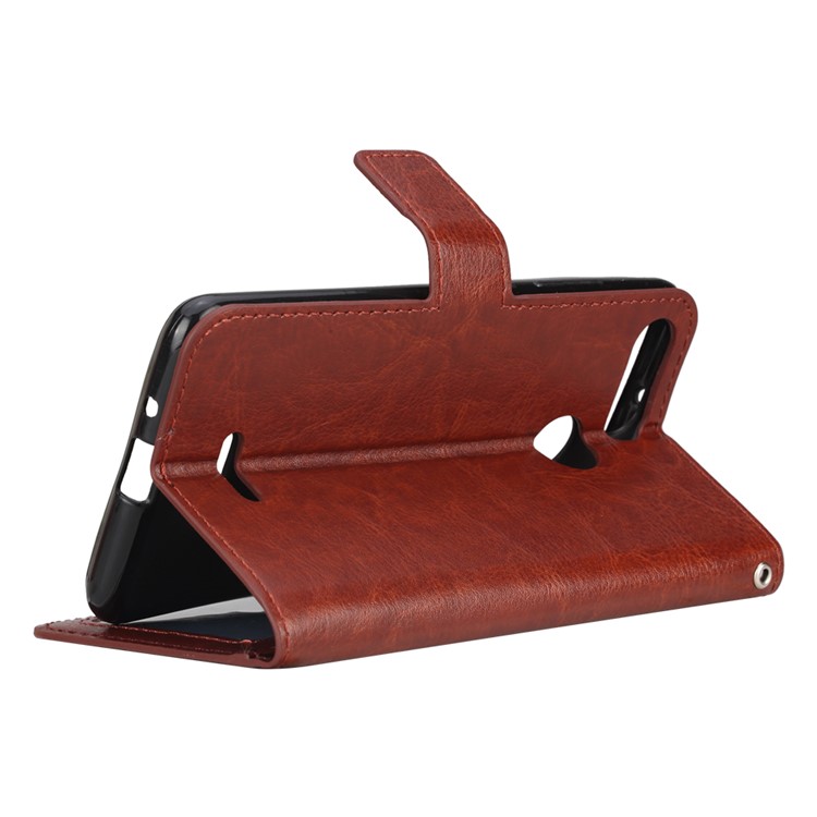 Crazy Horse Texture Wallet Stand Leather Protective Shell for Xiaomi Redmi 6 - Brown-5
