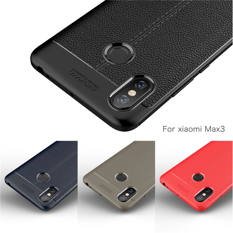 Para Xiaomi Mi Max 3 Litchi Texture Mole Tpu Capa - Preto-12