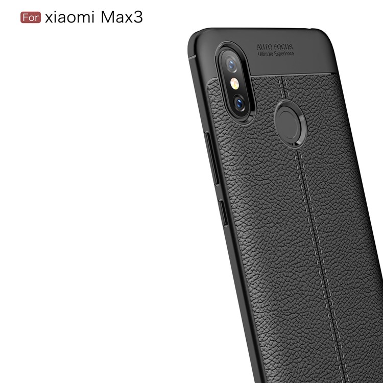 Para Xiaomi Mi Max 3 Litchi Texture Mole Tpu Capa - Preto-4