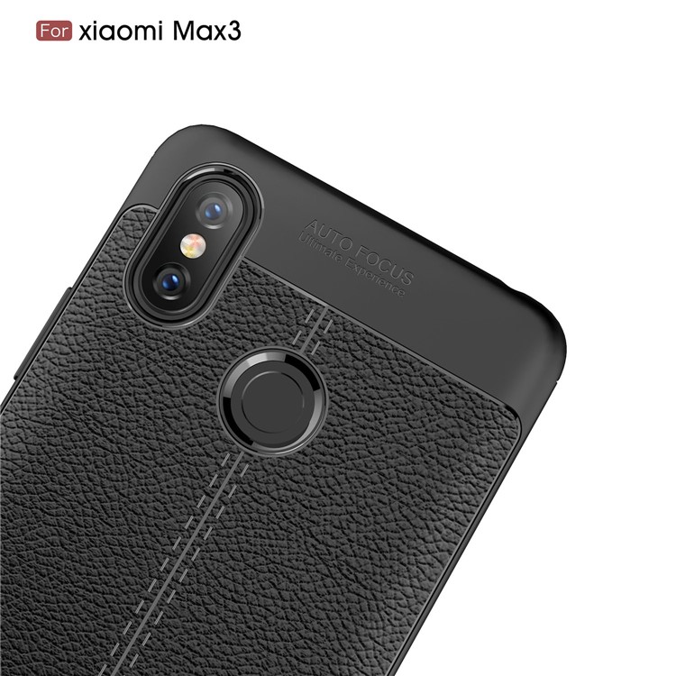 For Xiaomi Mi Max 3 Litchi Texture Soft TPU Phone Case - Black-6