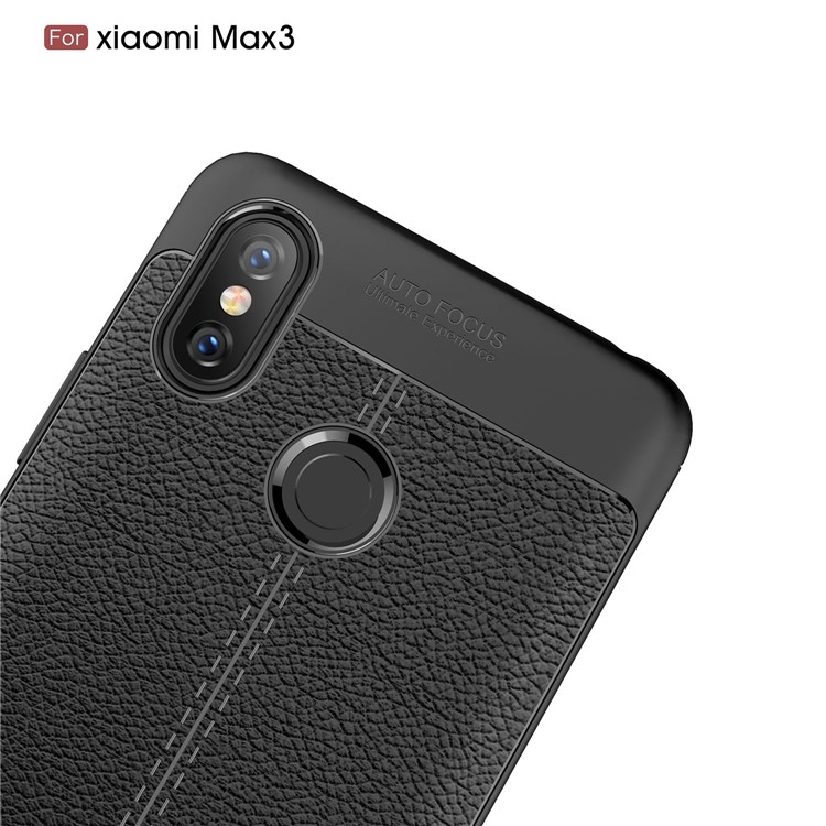 Para Xiaomi Mi Max 3 Litchi Texture Mole Tpu Capa - Preto-6