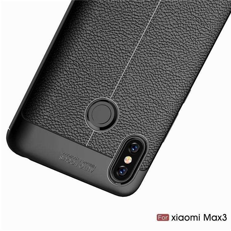 Para Xiaomi Mi Max 3 Litchi Texture Mole Tpu Capa - Preto-8