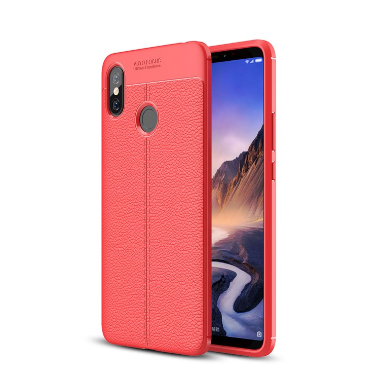 For Xiaomi Mi Max 3 Litchi Texture Soft TPU Cell Phone Cover - Red-1