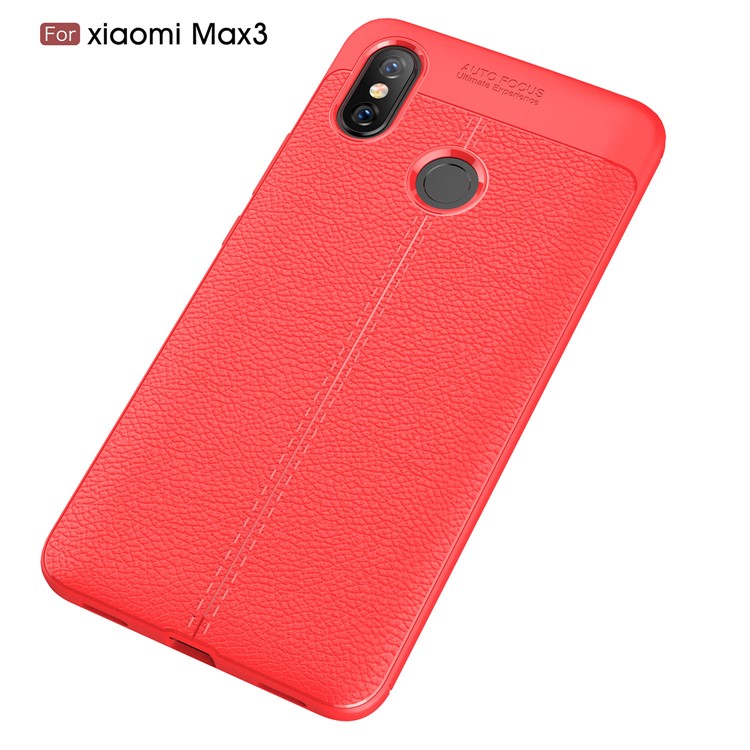 For Xiaomi Mi Max 3 Litchi Texture Soft TPU Cell Phone Cover - Red-2