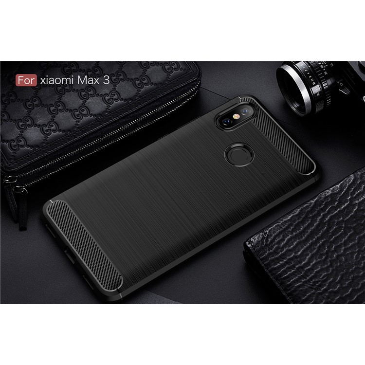 Carbon Fibre Brushed TPU Case for Xiaomi Mi Max 3 - Black-2