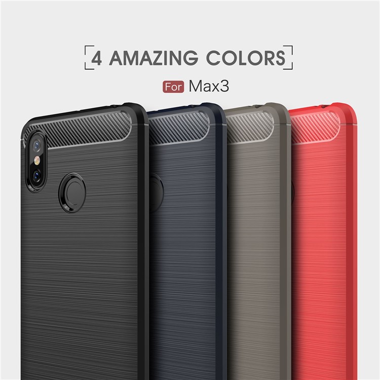 Carbon Fibre Brushed TPU Case for Xiaomi Mi Max 3 - Black-4