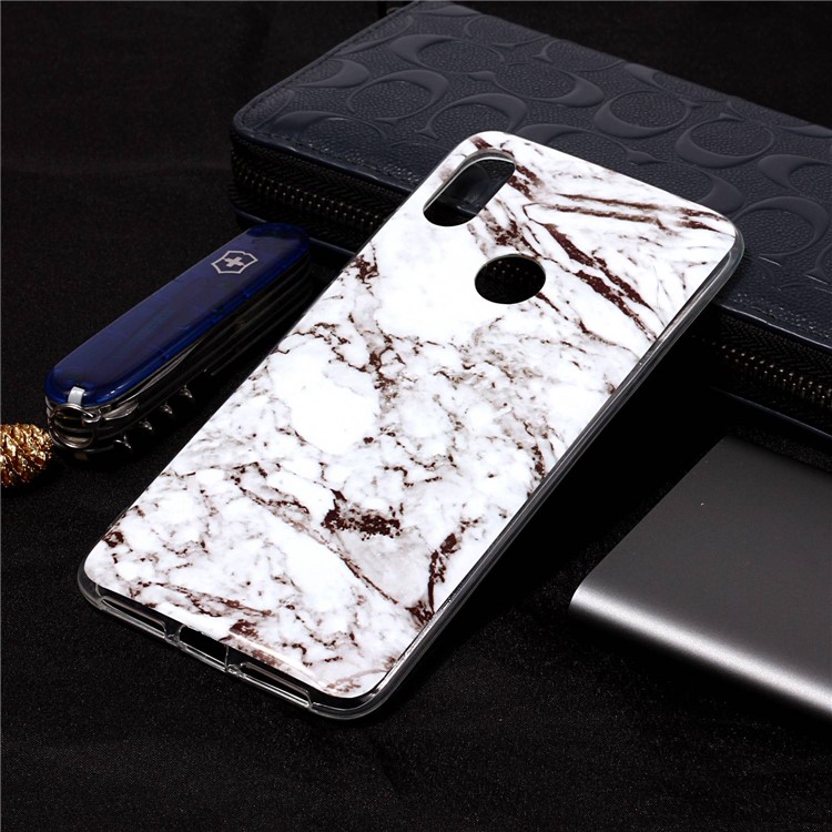 Pattern Printing Marble IMD TPU Cell Phone Shell for Xiaomi Redmi S2 / Redmi Y2 - White / Grey-1