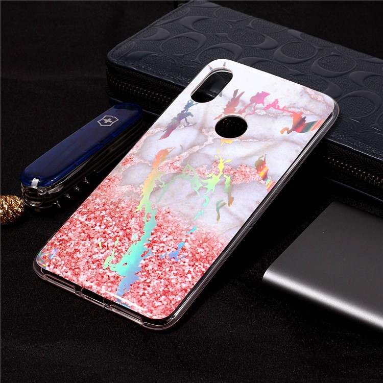 Marble Pattern Color Plated IMD Soft TPU Protective Cover for Xiaomi Redmi S2 / Redmi Y2 - Grey / Pink-1