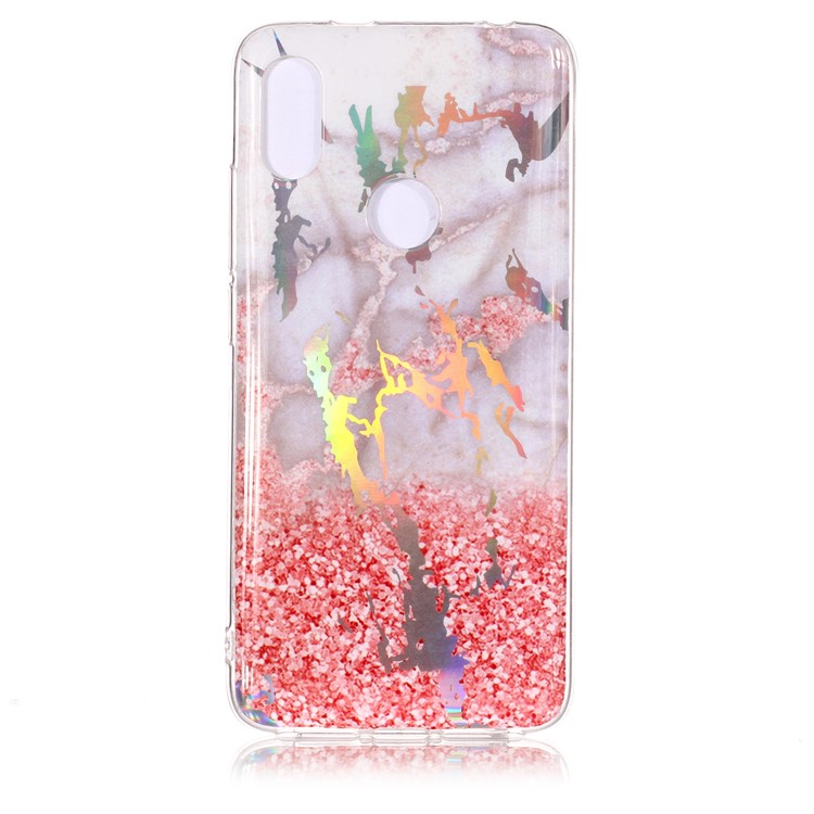Marble Pattern Color Plated IMD Soft TPU Protective Cover for Xiaomi Redmi S2 / Redmi Y2 - Grey / Pink-2