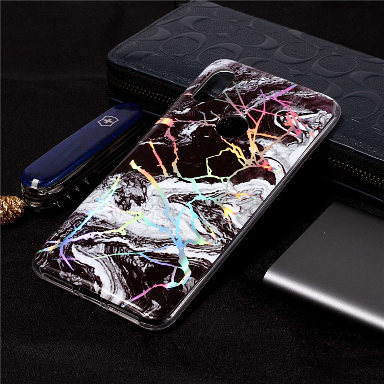 Marble Pattern Color Plated IMD Soft TPU Back Casing for Xiaomi Redmi S2 / Redmi Y2 - Black / White-1