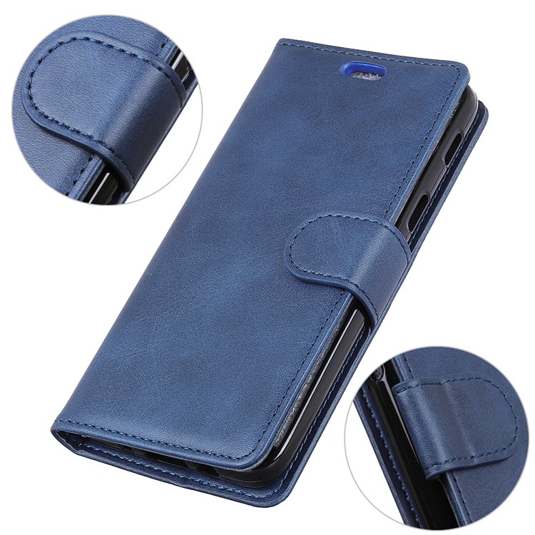 For Xiaomi Mi A2 Lite / Redmi 6 Pro Matte PU Leather Wallet Stand Phone Shell - Blue-3