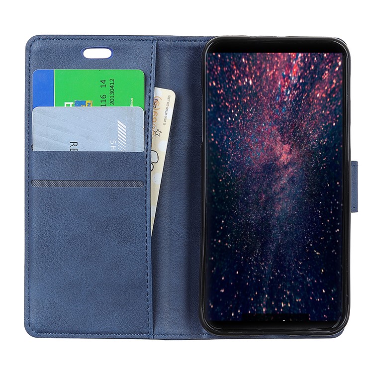 For Xiaomi Mi A2 Lite / Redmi 6 Pro Matte PU Leather Wallet Stand Phone Shell - Blue-4