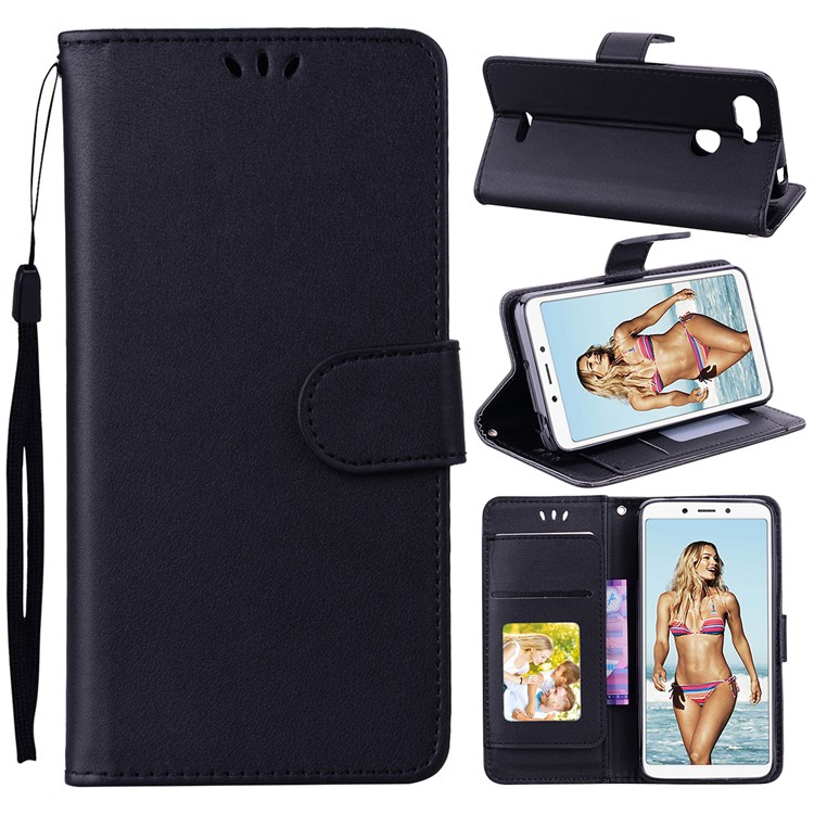 Magnetic Wallet Stand PU Leather Protective Phone Case for Xiaomi Redmi 6 - Black-1