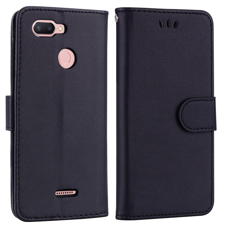 Magnetic Wallet Stand PU Leather Protective Phone Case for Xiaomi Redmi 6 - Black-2