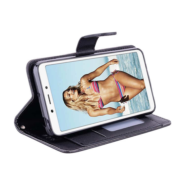 Magnetic Wallet Stand PU Leather Protective Phone Case for Xiaomi Redmi 6 - Black-3