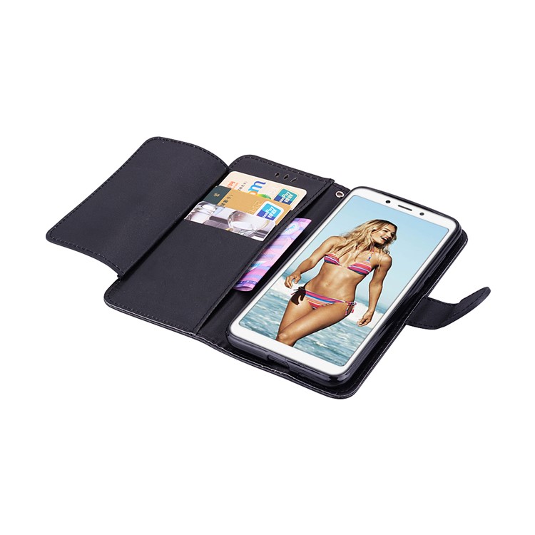 Magnetic Wallet Stand PU Leather Protective Phone Case for Xiaomi Redmi 6 - Black-5