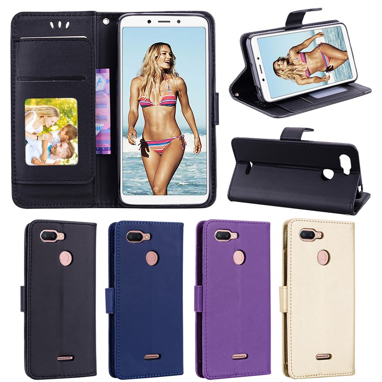 Magnetic Wallet Stand PU Leather Protective Phone Case for Xiaomi Redmi 6 - Black-8